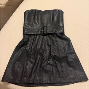 Amanda Uprichard Black Leather Mini Dress